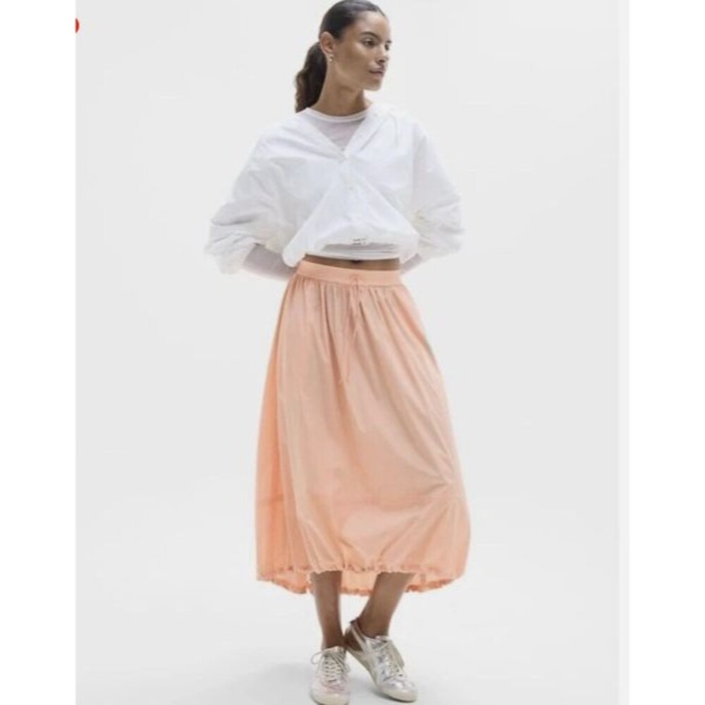 Athleta Trade Winds Maxi Skirt Size XL Guava Pink Nylon Parachute Bubble Pull On